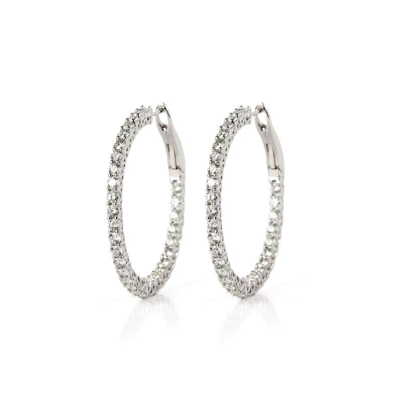 18k White Gold Diamond Hoop Earrings 3.55ct | Rich Diamonds